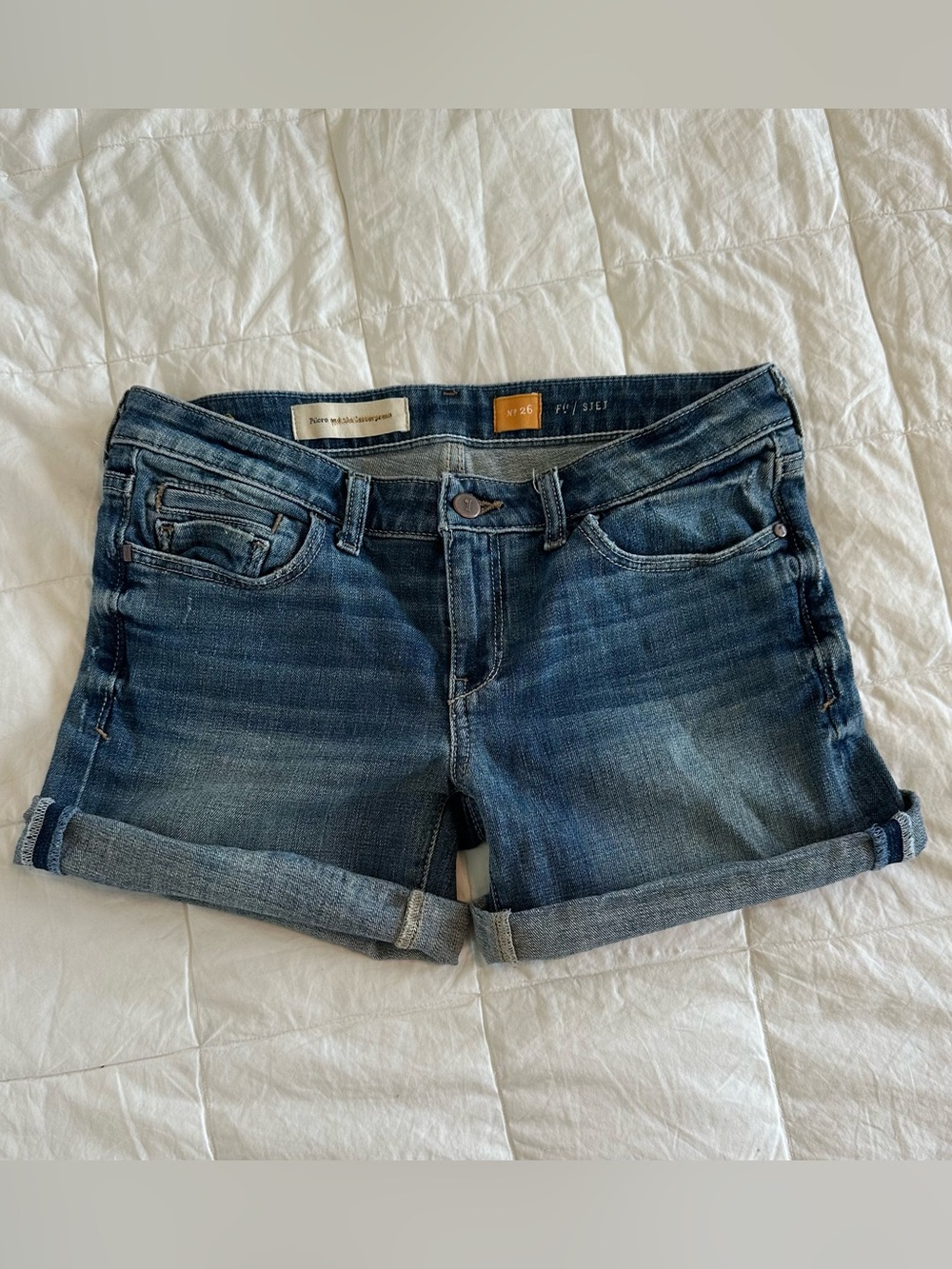 Pilcro and the Letterpress Stet Roll Up Denim Shorts